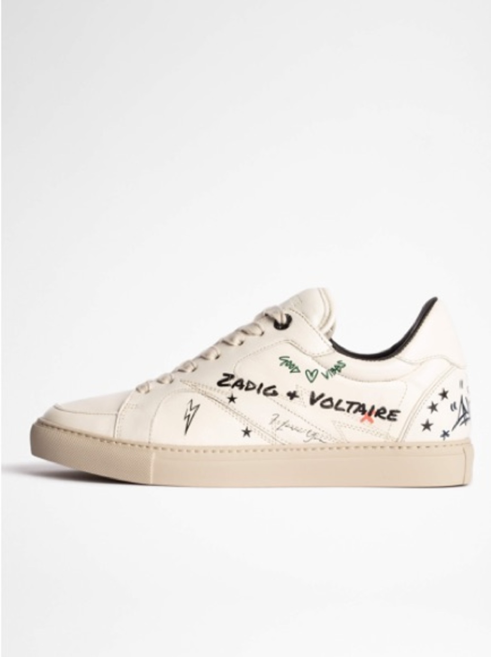 ZADIG & VOLTAIRE Board Crush Sneakers Leather In Beige Size 39